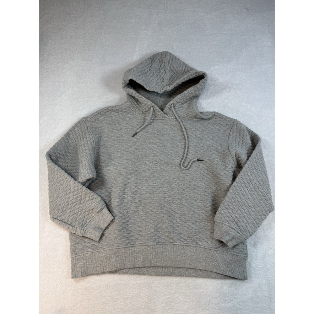 Zyia Women's Pullover Hoodie Sweatshirt Activewear Quilted Gray Diamond XL